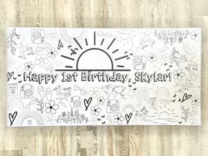 First Trip around the Sun Theme Coloring Banner