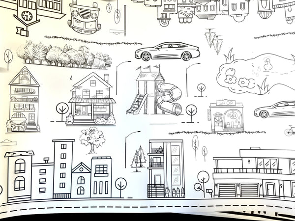 Neighborhood Theme Kid Coloring Activity Poster