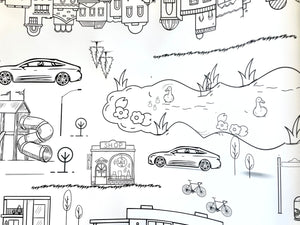 Neighborhood Theme Kid Coloring Activity Poster