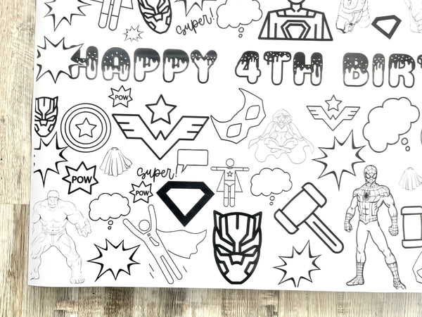Superhero Theme Coloring Banner