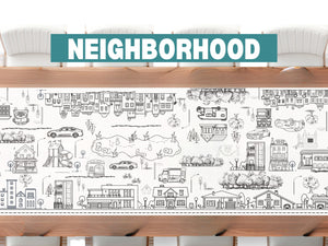 Neighborhood Theme Kid Coloring Activity Poster