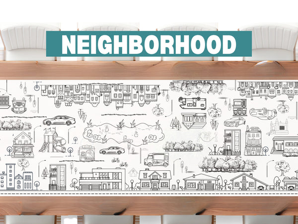 Neighborhood Theme Kid Coloring Activity Poster