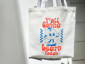 Trendy Retro Tote Bag Teacher Appreciation Present Back to School Gift End of School Daycare Montessori PreK School Thank You Gift for Staff