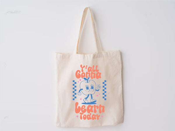 Trendy Retro Tote Bag Teacher Appreciation Present Back to School Gift End of School Daycare Montessori PreK School Thank You Gift for Staff