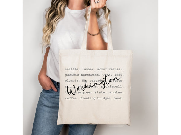 Washington Tote Bag Gift Idea Nature Eco friendly Grocery Bag Farmer's Market Library Bag WA Wedding Welcome Reusable NW Wedding Favor Party