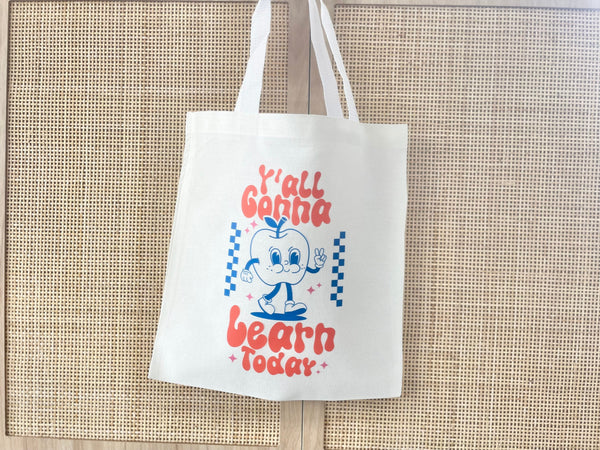Trendy Retro Tote Bag Teacher Appreciation Present Back to School Gift End of School Daycare Montessori PreK School Thank You Gift for Staff
