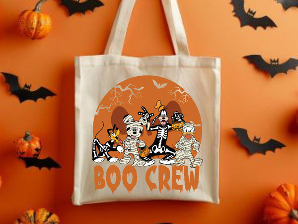 Halloween Boo Crew Trick or Treat Bags Idea Mouse and Friends Theme Eco friendly Bag School Bag Retro Bag Reusable Halloween Masquerade idea