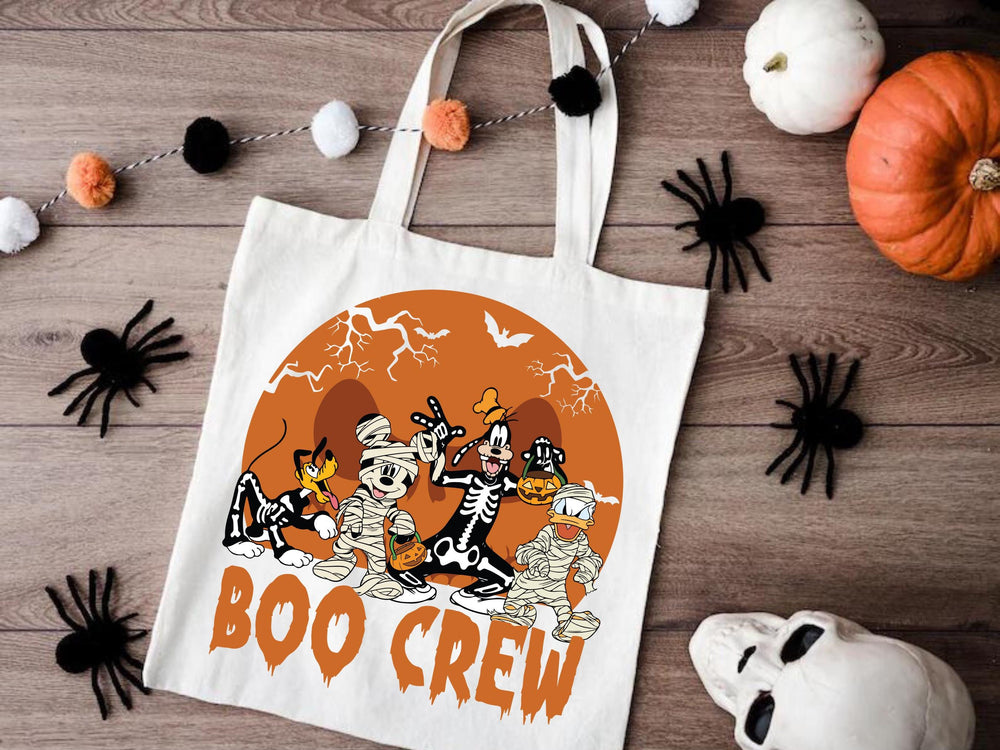 Halloween Boo Crew Trick or Treat Bags Idea Mouse and Friends Theme Eco friendly Bag School Bag Retro Bag Reusable Halloween Masquerade idea