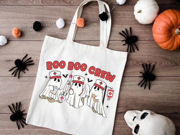Boo Boo Crew Nurse Halloween Bag Gift Idea Eco friendly Bag Nurse School Bag Retro Trendy Cute Doctor Bag Reusable Ghost Practitioner idea
