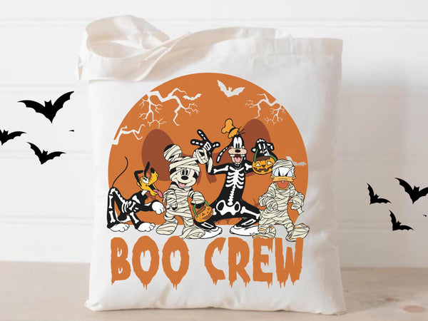 Halloween Boo Crew Trick or Treat Bags Idea Mouse and Friends Theme Eco friendly Bag School Bag Retro Bag Reusable Halloween Masquerade idea