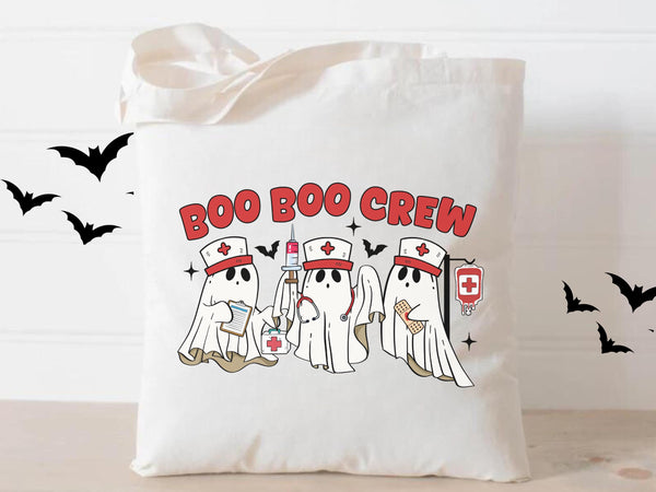 Boo Boo Crew Nurse Halloween Bag Gift Idea Eco friendly Bag Nurse School Bag Retro Trendy Cute Doctor Bag Reusable Ghost Practitioner idea