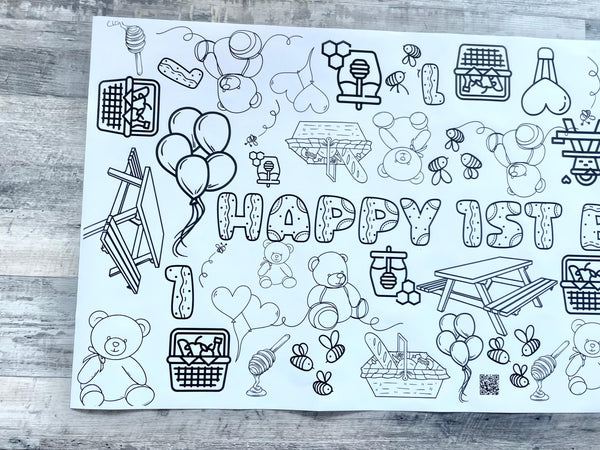 Teddy Bear Coloring Banner