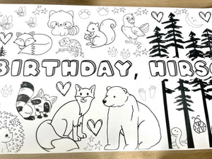 Forest Animal Woodland Coloring Banner