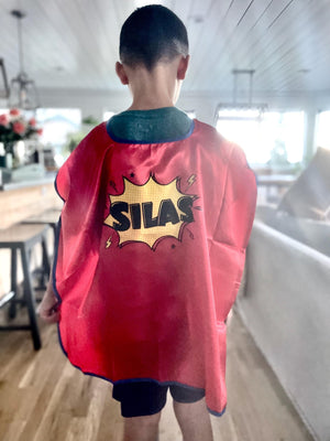 CUSTOM Superhero Cape Name Mask Wonder Woman Birthday Personalized Word Make Believe Toddler Pretend Play Marvel Party Favor Avengers DC