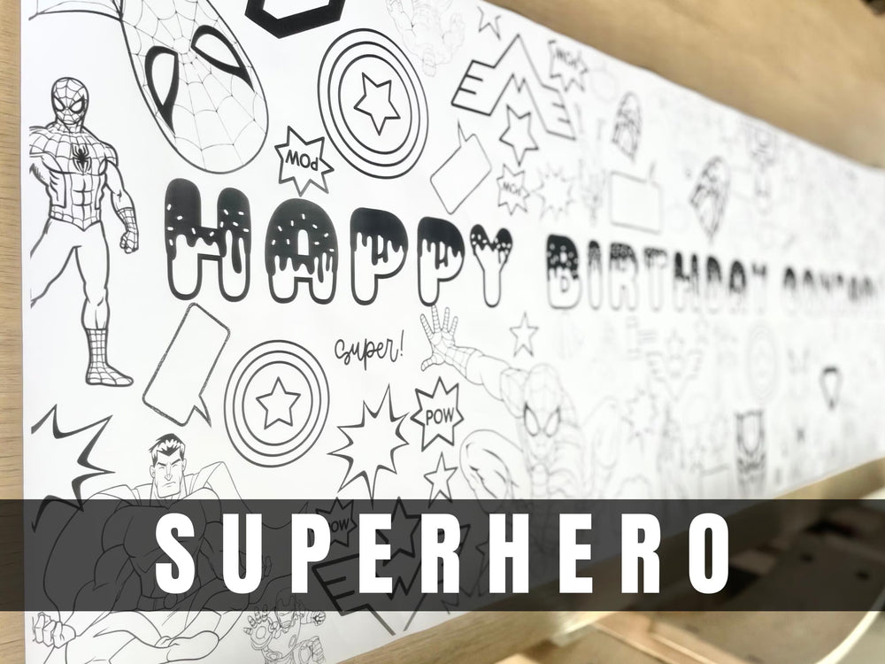 Superhero Theme Coloring Banner