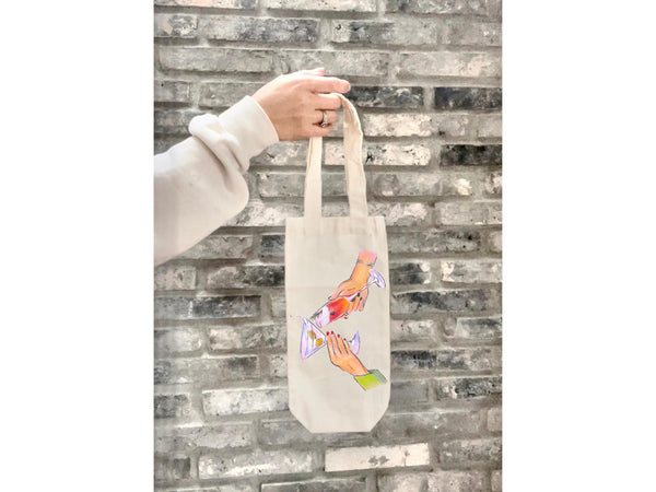 Reusable Wine Tote Bag Rae Dunn Inspired with handle Wine Purse Polyester Bachelorette Party Bridal Shower Washable Trip Girl Retreat Gift