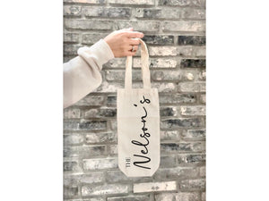 House Gift Personalized Name Minimalist Unique Reusable Bag Wine Flower Bag Eco Friendly with Handle Bottle Gift Washable Neighbor Present