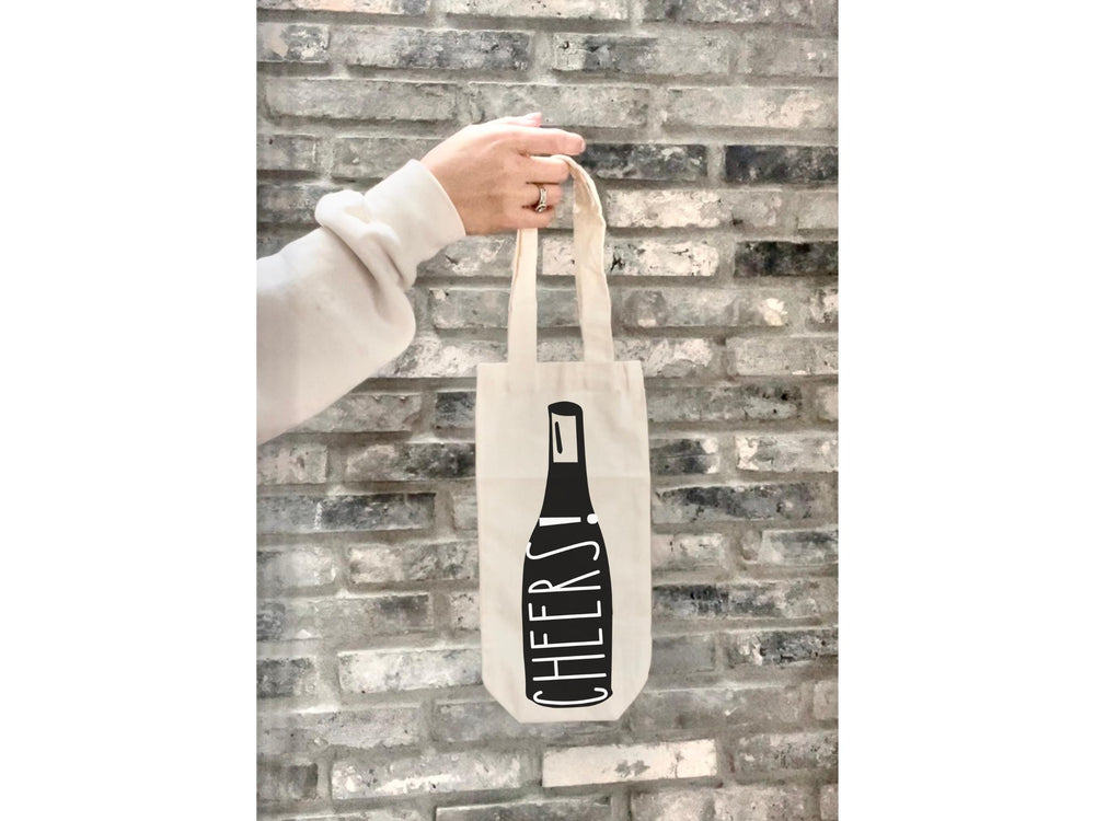 Reusable Wine Tote Bag Rae Dunn Inspired with handle Wine Purse Polyester Bachelorette Party Bridal Shower Washable Trip Girl Retreat Gift