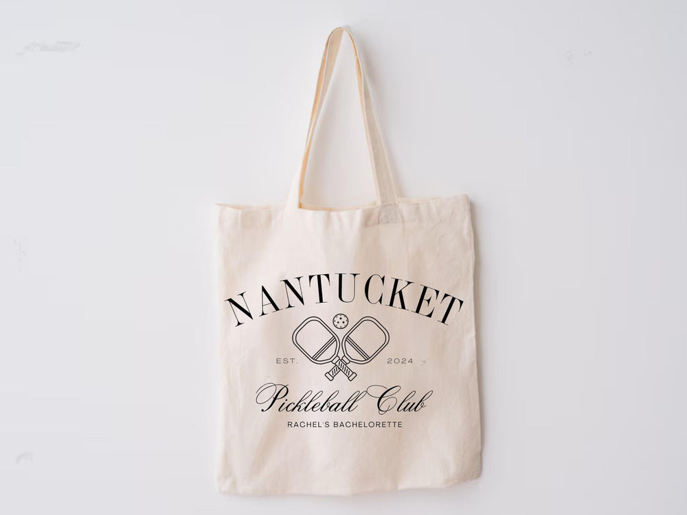 Custom Bach Party Tote Bag Nantucket Trip Personalized Location Pickleball Club Dink Responsibly Eco Friendly Trip Family Vacation Grocery