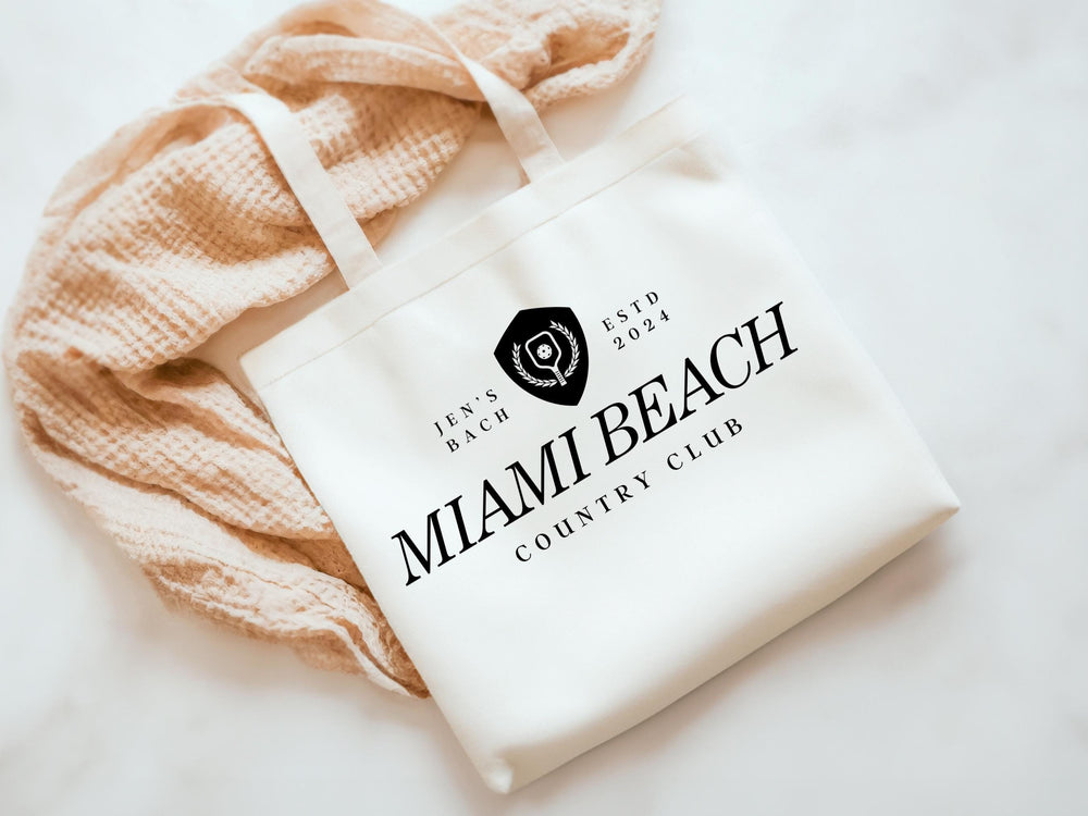Custom Bach Party Tote Bag Miami Beach Trip Personalize Location Pickleball Club Country Club Eco Friendly Trip Family Vacation Girl Grocery