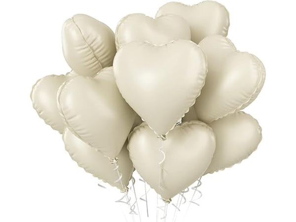 LARGE 40" Boho 50th Birthday Balloon Decor Fifty Year Beige Matte Heart Balloon Carmel Foil Party Decoration Second Party 50 Year Anniversar