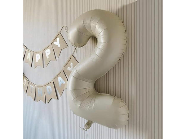 LARGE 30" Boho 2nd Birthday Balloon Decor Two Year Old Beige Matte Heart Balloon Carmel Helium Decor Neutral Second Party 2 Year Anniversary