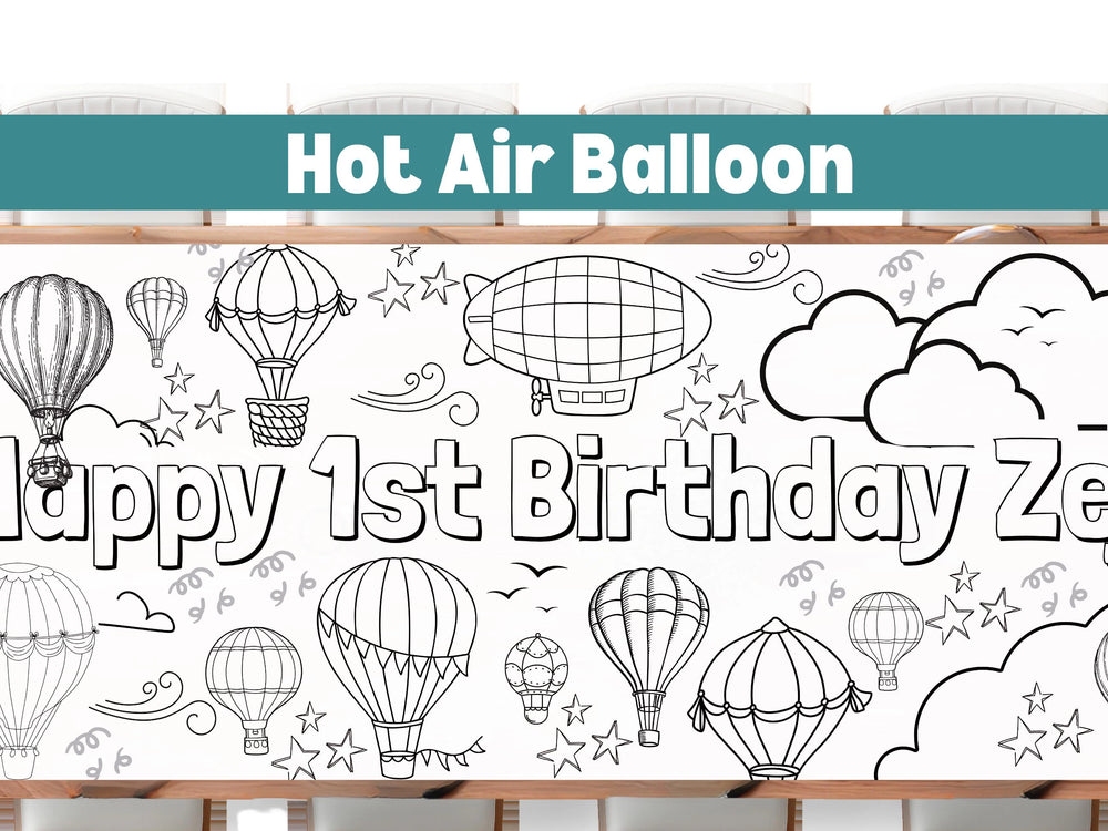 Hot Air Balloon Coloring Banner
