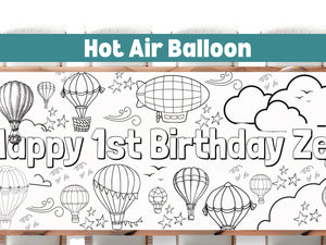 Hot Air Balloon Coloring Banner