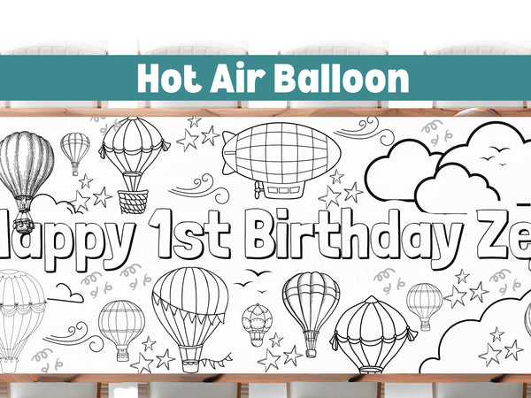 Hot Air Balloon Coloring Banner