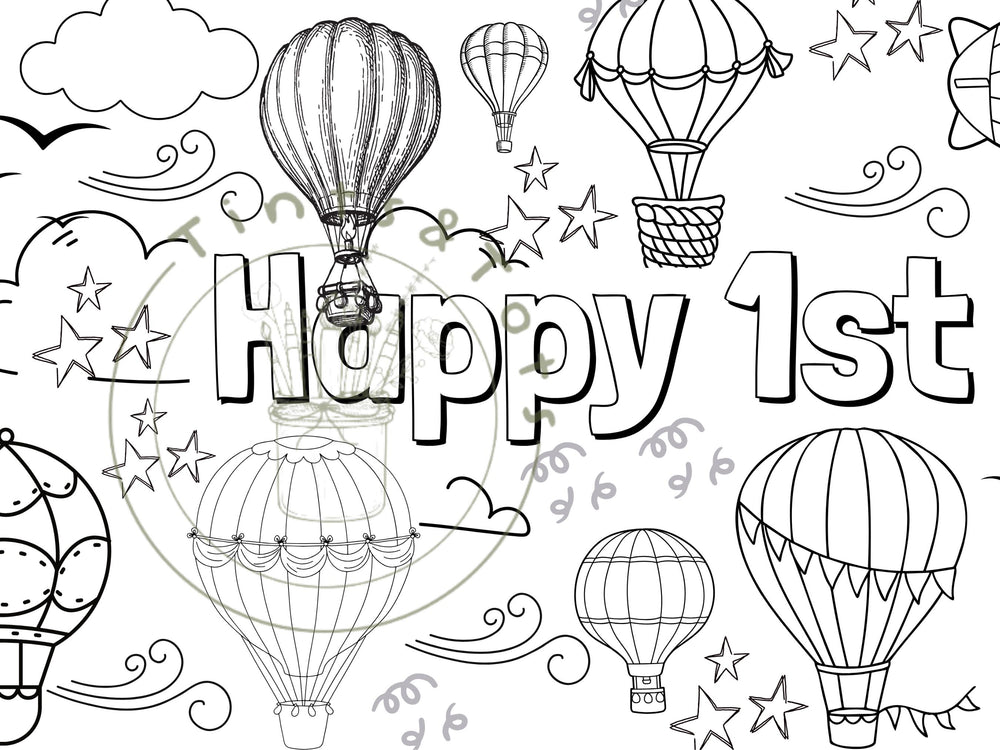 Hot Air Balloon Coloring Banner