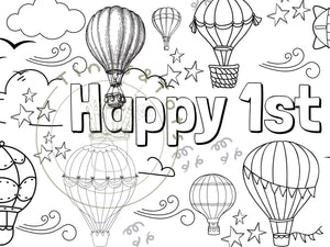 Hot Air Balloon Coloring Banner