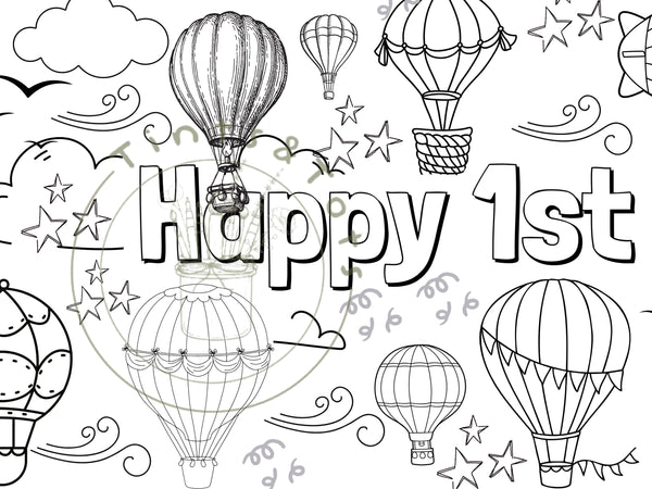 Hot Air Balloon Coloring Banner