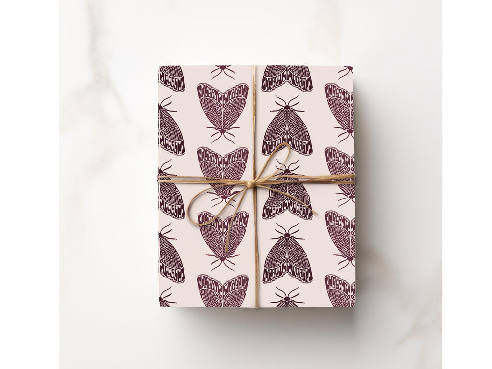 Moth Burgundy Aesthetic Gift Wrap