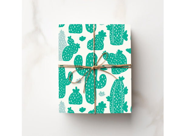 Green Cactus Southern Pattern Gift Wrapping Paper Birthday Paper Wrap Trendy Present Gift Wrap Roll 5 Sizes Available Desert Abstract idea