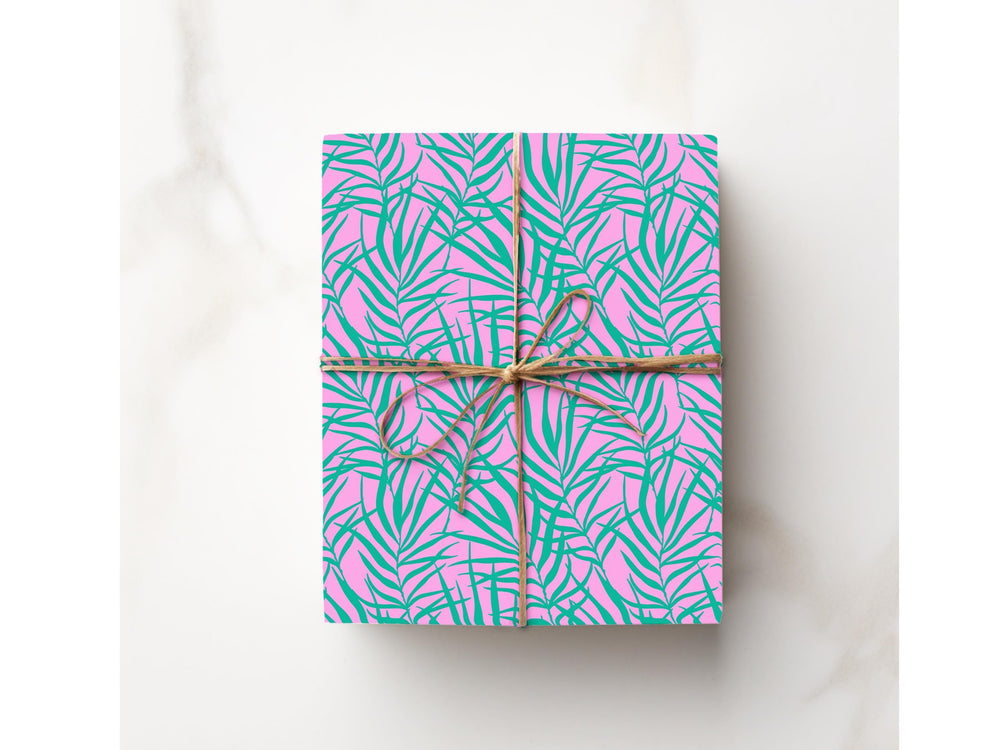 Pink Green Abstract Tropical Gift Wrapping