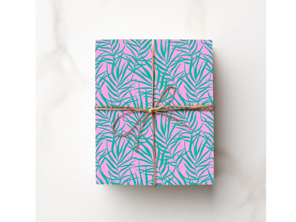 Pink Green Abstract Tropical Gift Wrapping