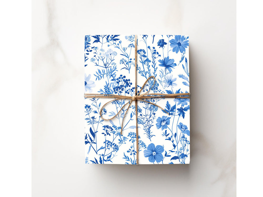 Blue White Toile Gift Wrapping Paper