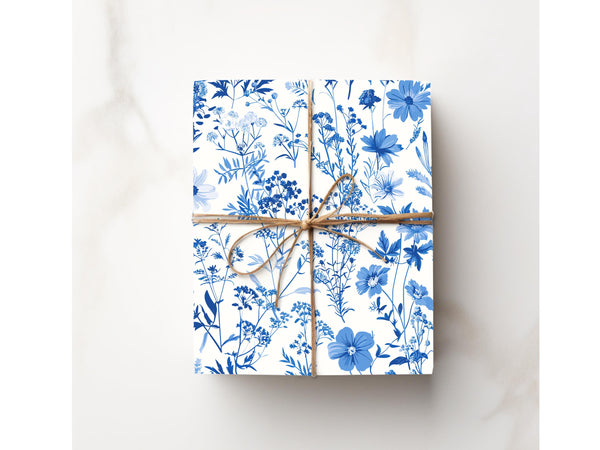 Blue White Toile Gift Wrapping Paper