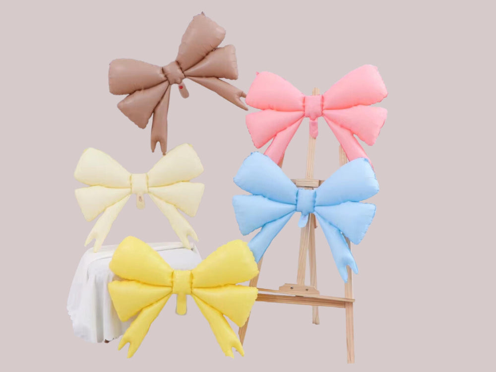 Coquette Bow Pastel Balloon Matte Boy Baby Shower Girl Birthday Party Decoration Bridal Ribbon Jumbo Mylar Tying the Knot Beige Boho Bach