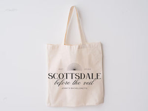 Desert Scottsdale Before the Veil Bachelorette Party Present Tote bag Western Location Custom Name 2025 Wedding Personalized Cactus Trendy