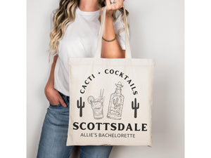 Desert Scottsdale Bach Party Gift Tote Bag Cacti and Cocktails Drink Responsibly Eco Friendly Grocery Arizona Wedding Favor Bachelorette