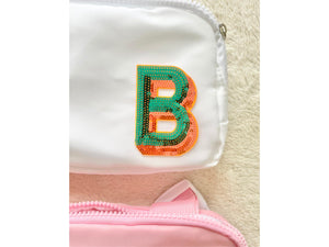 Personalized Name Polyester Belt Bag Chenille Letter Patch Custom Crossbody Bag Teen Fanny Pack DIY Neon Waist Bag Trendy Cute Pink Girl Bag