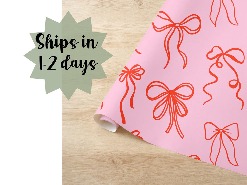 Pink Red Coquette Bow Gift Wrap