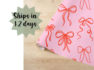 Pink Red Coquette Bow Gift Wrap
