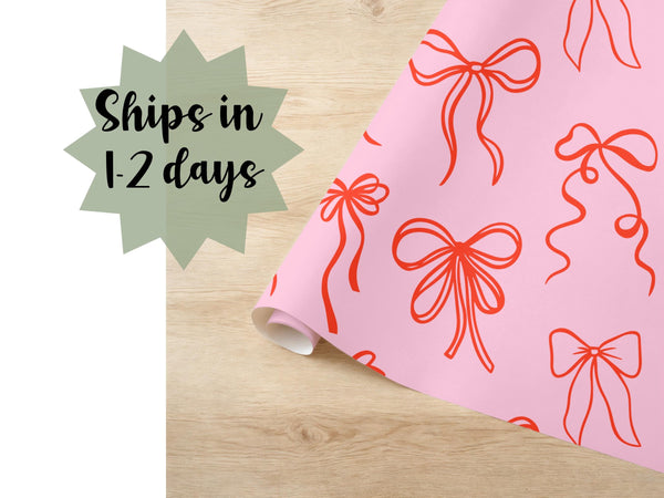 Pink Red Coquette Bow Gift Wrap
