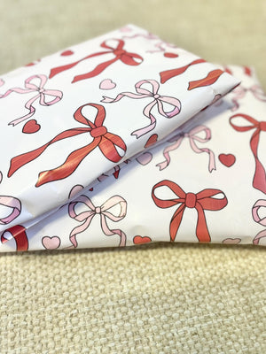Red Pink Coquette Bow Heart Gift Wrapping Paper