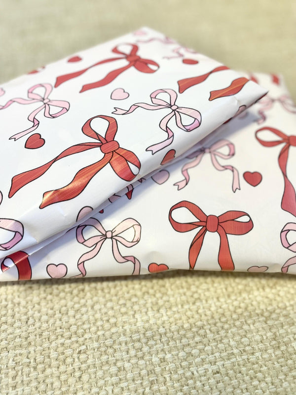 Red Pink Coquette Bow Heart Gift Wrapping Paper