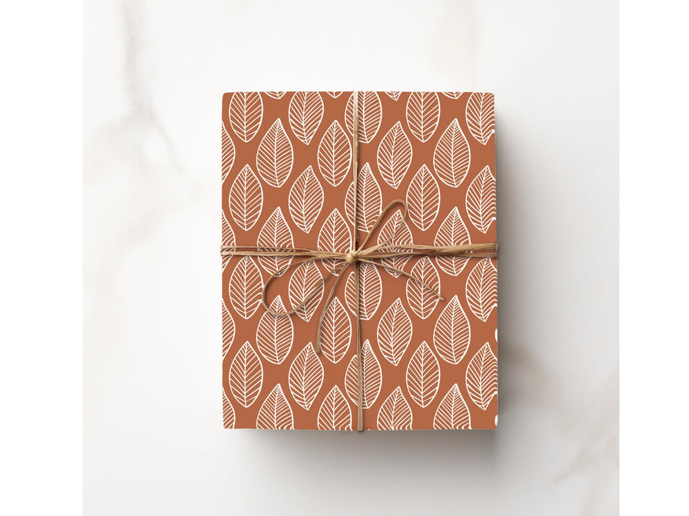 Boho Brown Leaf Abstract Gift Wrapping Paper