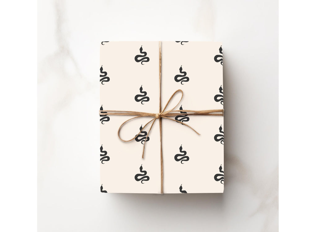 Minimalist Snake Black Cream Pattern Gift Wrapping Paper