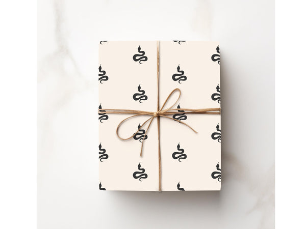 Minimalist Snake Black Cream Pattern Gift Wrapping Paper